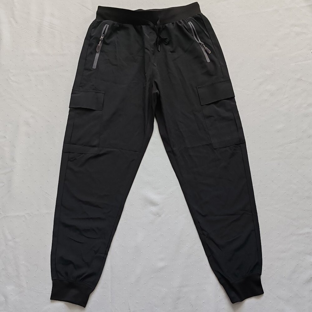 LIBIN Men’s Cargo Joggers Size M - Black Quick-Dry Lightweight Hiking Travel Pan